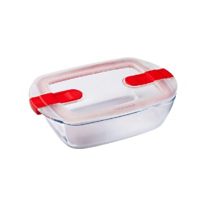 Coimeádán bia dronuilleogach, le clúdach, gloine teas-resistant, 23x15cm / 1.2L, "Cook&Heat" - Pyrex