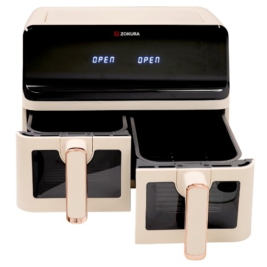 Friteuse à air chaud double, 8 L, 1350 + 1350 W, Beige - Zokura