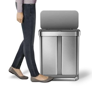 Kosz na śmieci z pedałem, dwukomorowy, 58 l, stal nierdzewna, Brushed - simplehuman