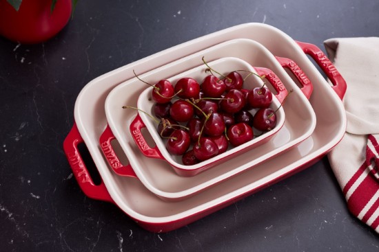 3 dikdörtgen tabak seti, seramik, Cherry - Staub