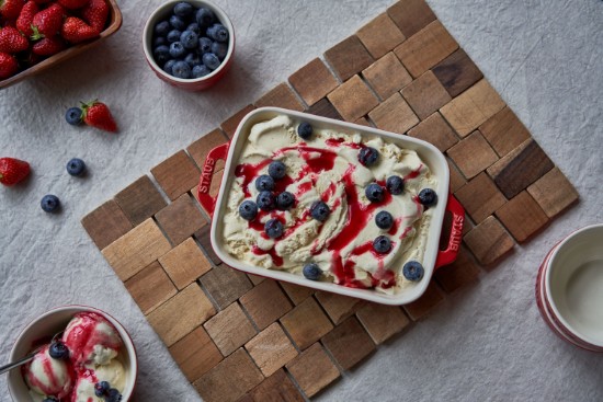 3 dikdörtgen tabak seti, seramik, Cherry - Staub