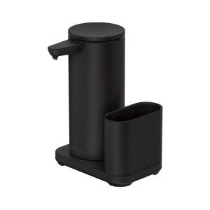 Dispensador de jabón con sensor y soporte para esponja, 414 ml, acero inoxidable, Negro - simplehuman