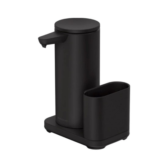 Distributeur de savon avec capteur et porte-éponge, 414 ml, acier inoxydable, Noir - simplehuman