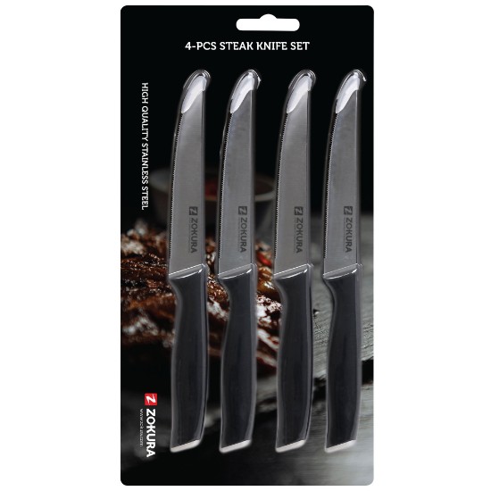 Juego de 4 cuchillos para carne, acero inoxidable - Zokura