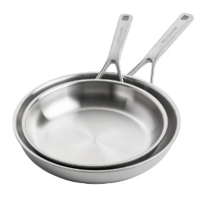 Set de 2 poêles à frire, acier inoxydable, 3 plis, 24 cm / 28 cm, « MultiPly » - KitchenAid