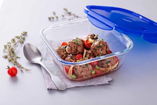 Square food container, with airtight lid, heat-resistant glass, 16x16cm/0.8L, "Cook&Go" - Pyrex