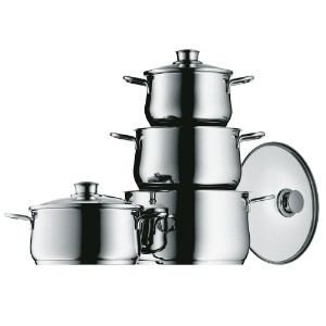 Cooking pot set, stainless steel, 8 pieces, "Diadem Plus" - WMF