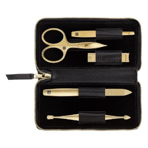 Conjunto de manicure 5 peças, aço inoxidável, estojo de couro preto - Zwilling PREMIUM