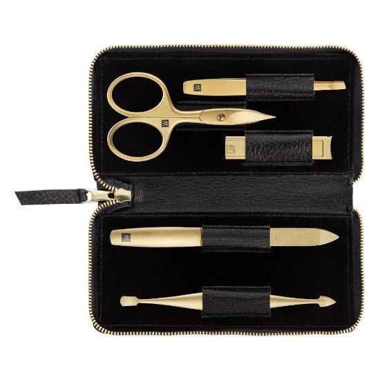 5-delige manicureset, roestvrij staal, zwart leren etui - Zwilling PREMIUM