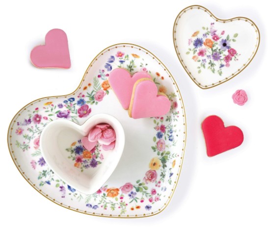 2-piece appetizer bowl set, with acacia wood stand, "Mon Amour" - Easy Life