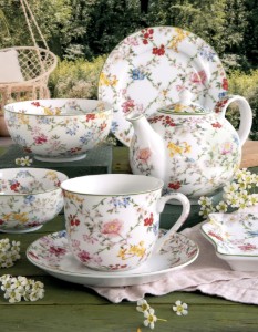 Set 4 farfurii desert, portelan, 19cm, "Garden Dreams" - Nuova R2S
