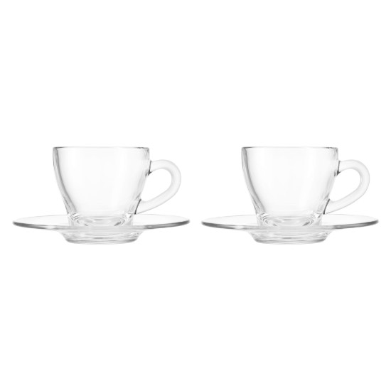 Set med 2 cappuccinokoppar med fat, glas, 180 ml, Ischia - Borgonovo