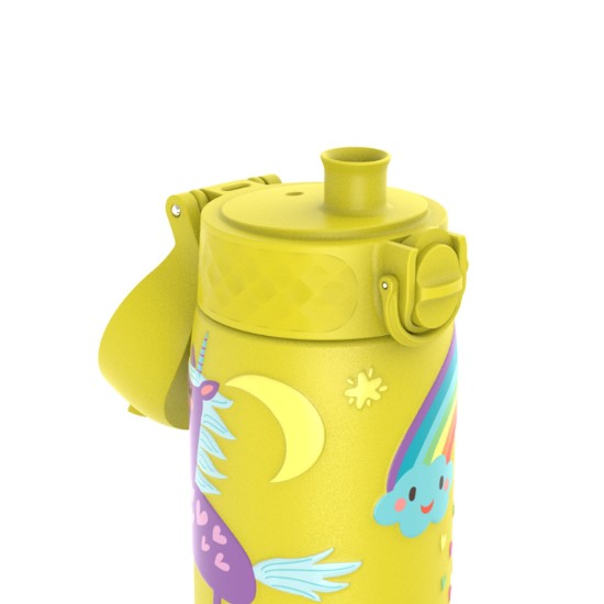 "Slim" vannflaske for barn, rustfritt stål, 600 ml, Yellow, Unicorns - Ion8