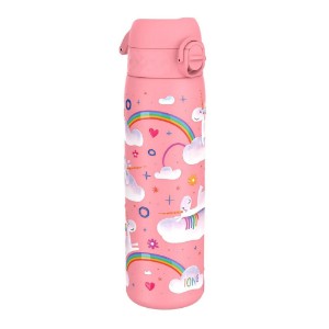 Garrafa de água "Slim" para crianças, aço inoxidável, 600ml, Unicorn Rainbows - Ion8
