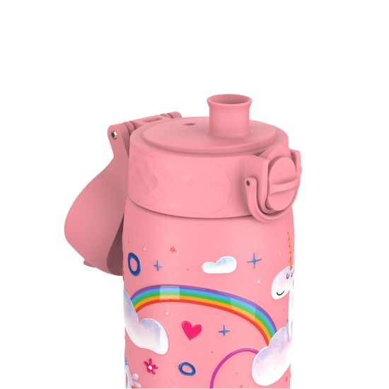 "Slim" vannflaske for barn, rustfritt stål, 600 ml, Unicorn Rainbows - Ion8