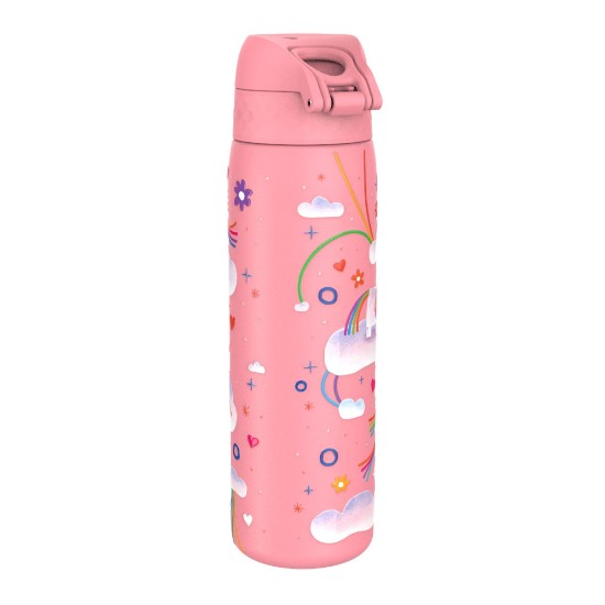"Slim" vannflaske for barn, rustfritt stål, 600 ml, Unicorn Rainbows - Ion8