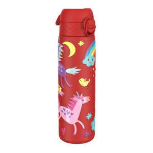 Garrafa de água "Slim" para crianças, aço inoxidável, 600ml, Red, Unicorns - Ion8