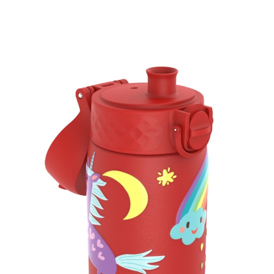 Garrafa de água "Slim" para crianças, aço inoxidável, 600ml, Red, Unicorns - Ion8