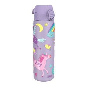 Garrafa de água "Slim" para crianças, aço inoxidável, 600ml, Periwinkle, Unicorns - Ion8