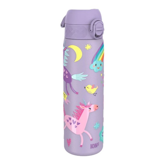 Garrafa de água "Slim" para crianças, aço inoxidável, 600ml, Periwinkle, Unicorns - Ion8