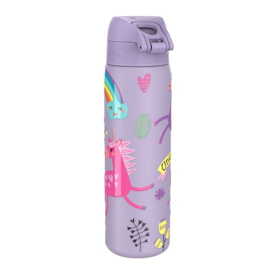 Garrafa de água "Slim" para crianças, aço inoxidável, 600ml, Periwinkle, Unicorns - Ion8