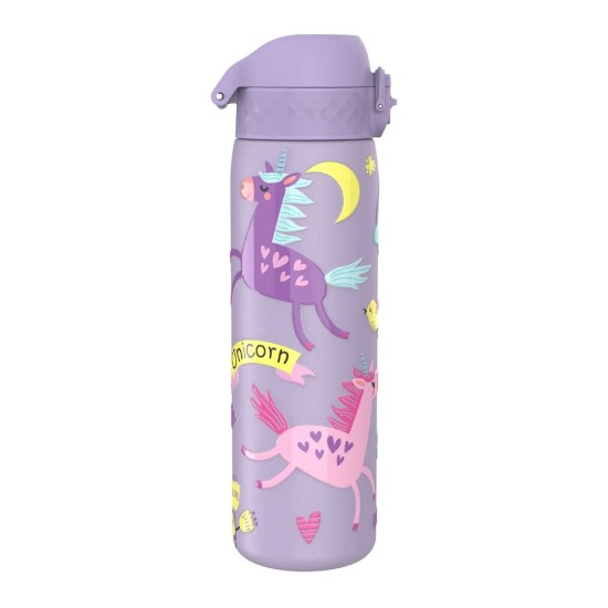 Garrafa de água "Slim" para crianças, aço inoxidável, 600ml, Periwinkle, Unicorns - Ion8