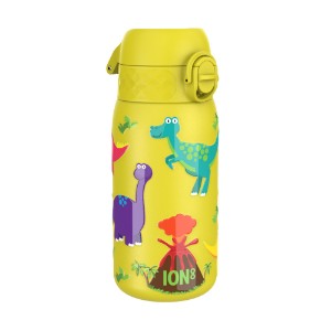 Vandflaske til børn, rustfrit stål, 400 ml, Yellow, Dinosaurs - Ion8