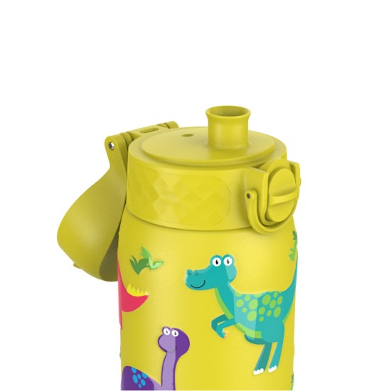 Vandflaske til børn, rustfrit stål, 400 ml, Yellow, Dinosaurs - Ion8