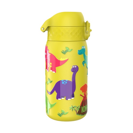 Vandflaske til børn, rustfrit stål, 400 ml, Yellow, Dinosaurs - Ion8