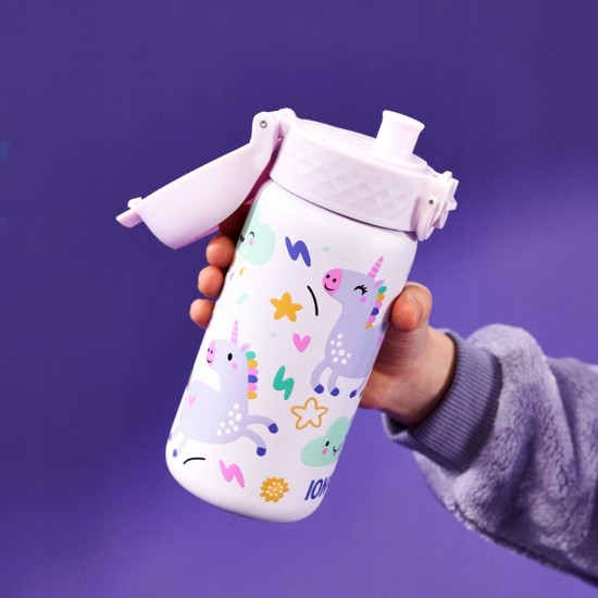 Vandflaske til børn, rustfrit stål, 400 ml, Unicorns - Ion8