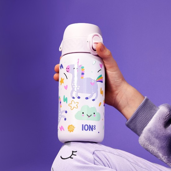 Vandflaske til børn, rustfrit stål, 400 ml, Unicorns - Ion8
