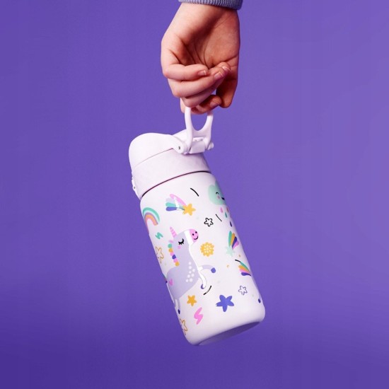 Vandflaske til børn, rustfrit stål, 400 ml, Unicorns - Ion8