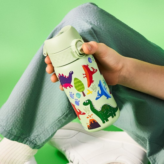Barnvattenflaska, rostfritt stål, 320ml, Surf Green, Dinosaurs - Ion8