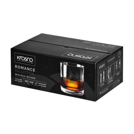 Set of 6 whiskey glasses, crystalline glass, 320 ml, "Romance" - Krosno