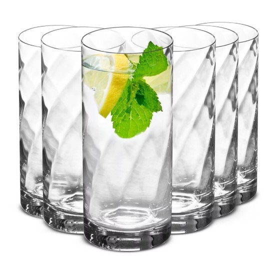 Set of 6 long drinks glasses, crystalline glass, 380 ml, "Romance" - Krosno