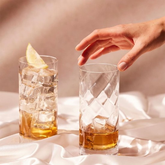 Set of 6 long drinks glasses, crystalline glass, 380 ml, "Romance" - Krosno