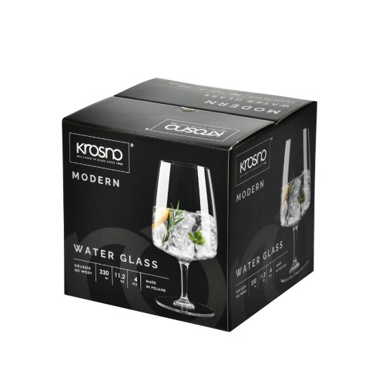 Sada 4 pohárov na vodu, krištáľové sklo, 330 ml, „Modern“ – Krosno