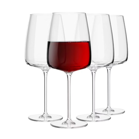 Lot de 4 verres à vin rouge, cristallin, 75 cl, "Modern" - Krosno