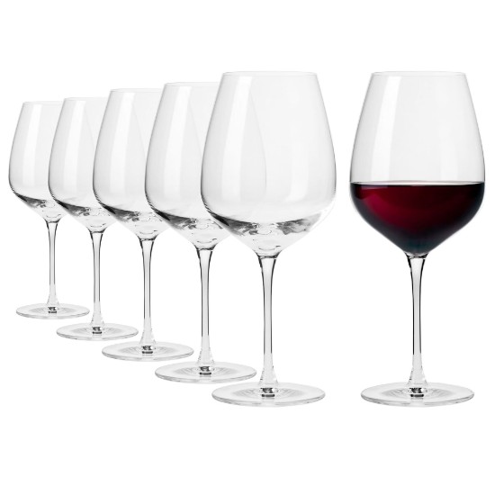 Set of 6 Pinot Noir wine glasses, crystalline glass, 810ml, "Divine" - Krosno