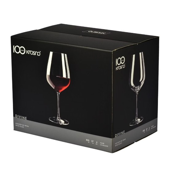 Set of 6 Pinot Noir wine glasses, crystalline glass, 810ml, "Divine" - Krosno
