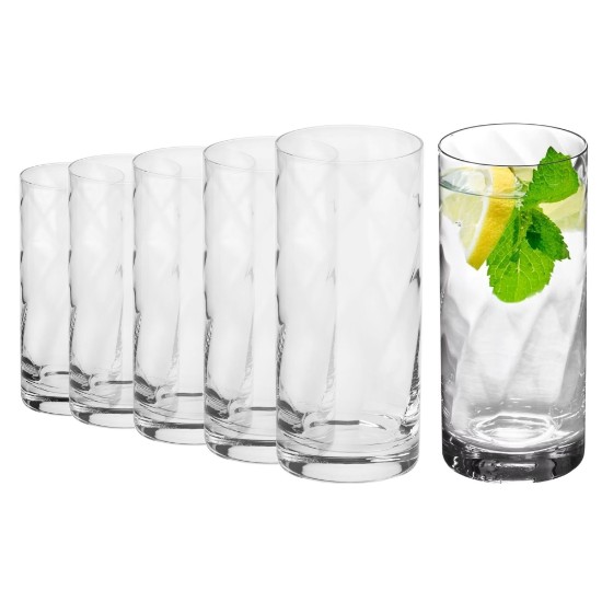 Set of 6 long drinks glasses, crystalline glass, 380 ml, "Romance" - Krosno