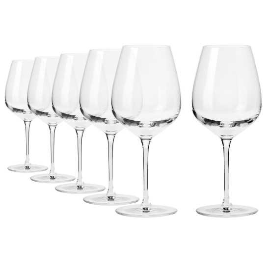 Sæt med 6 rødvinsglas, krystalglas, 670 ml, "Divine" - Krosno