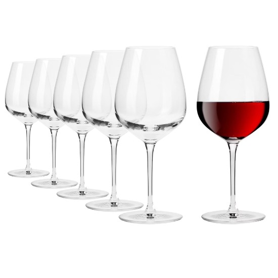 Sæt med 6 rødvinsglas, krystalglas, 670 ml, "Divine" - Krosno