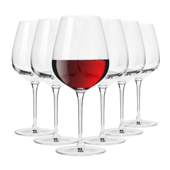 Sæt med 6 rødvinsglas, krystalglas, 670 ml, "Divine" - Krosno