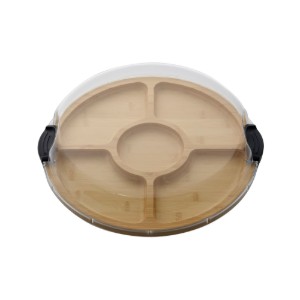 Compartmentalized serving board, with lid, bamboo, 35.5cm, "Farberware" - Kitchen Craft