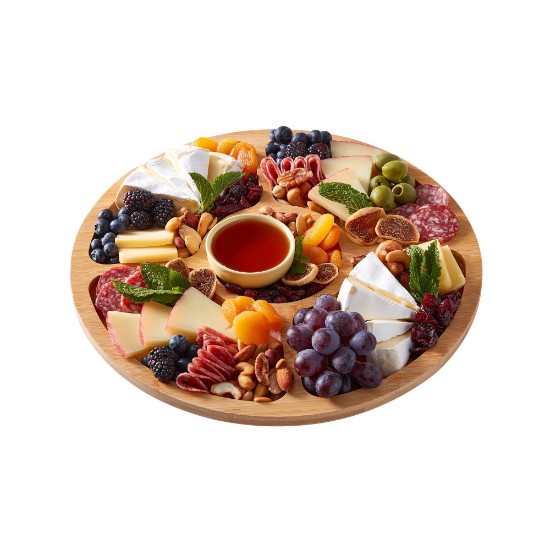 Compartmentalized serving board, with lid, bamboo, 35.5cm, "Farberware" - Kitchen Craft