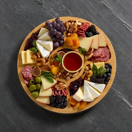 Compartmentalized serving board, with lid, bamboo, 35.5cm, "Farberware" - Kitchen Craft