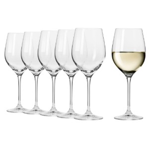 Set of 6 white wine glasses, crystalline glass, 370ml, HARMONY - Krosno