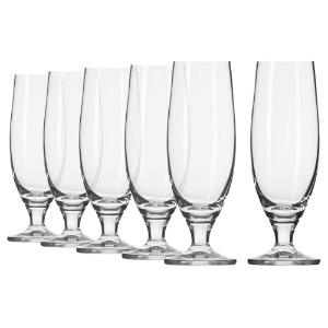 6-piece beer glass set, made of crystalline glass, 500ml, "Elite" - Krosno