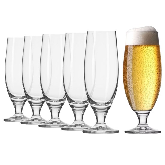 6-delat ölglasset, tillverkat av kristallint glas, 500ml, "Elite" - Krosno
